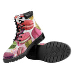French Macaron Pattern Print Work Boots