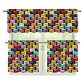 French Macarons Pattern Print 3 Piece Kitchen Curtains