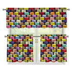 French Macarons Pattern Print 3 Piece Kitchen Curtains
