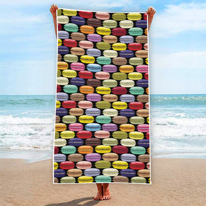 French Macarons Pattern Print Beach Towel