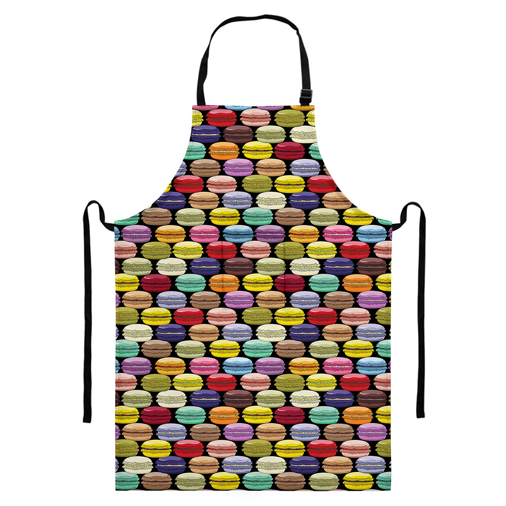 French Macarons Pattern Print Bib Apron With Pocket