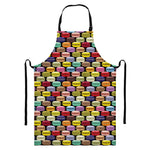 French Macarons Pattern Print Bib Apron With Pocket