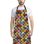 French Macarons Pattern Print Bib Apron With Pocket