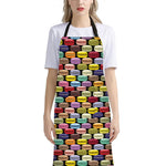 French Macarons Pattern Print Bib Apron With Pocket