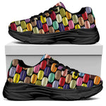 French Macarons Pattern Print Black Chunky Shoes