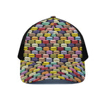 French Macarons Pattern Print Black Mesh Trucker Cap