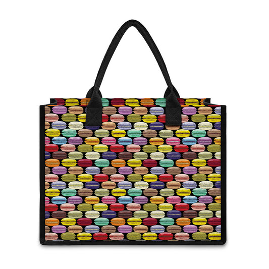 French Macarons Pattern Print Canvas Tote Bag