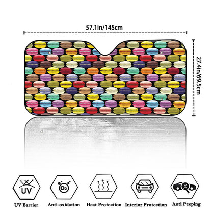 French Macarons Pattern Print Car Windshield Sun Shade
