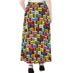 French Macarons Pattern Print Chiffon Maxi Skirt