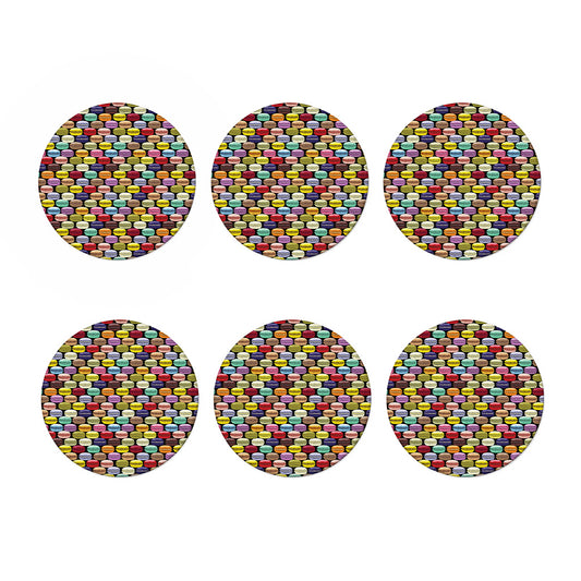 French Macarons Pattern Print Coaster Set
