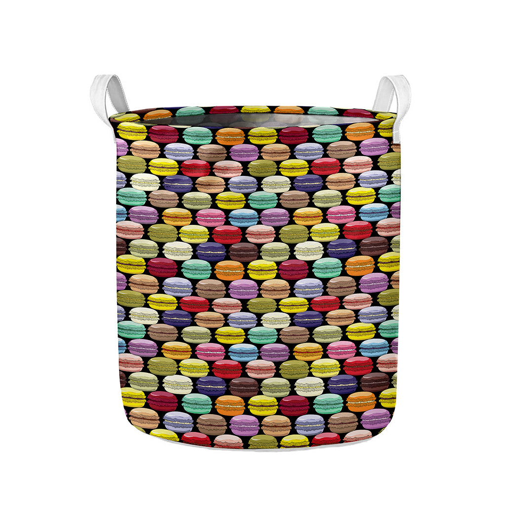 French Macarons Pattern Print Collapsible Laundry Basket