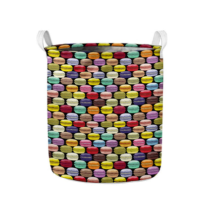 French Macarons Pattern Print Collapsible Laundry Basket