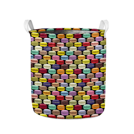 French Macarons Pattern Print Collapsible Laundry Basket