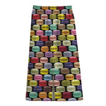 French Macarons Pattern Print Cotton Front Slit Maxi Skirt