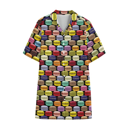 French Macarons Pattern Print Cotton Hawaiian Shirt