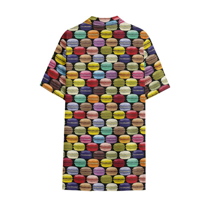 French Macarons Pattern Print Cotton Hawaiian Shirt