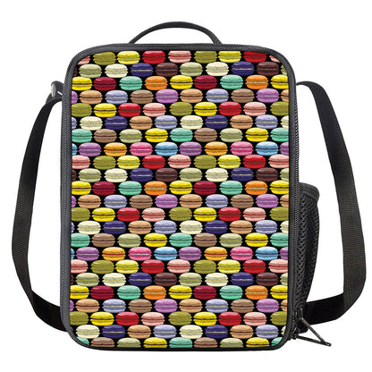 French Macarons Pattern Print Crossbody Lunch Bag