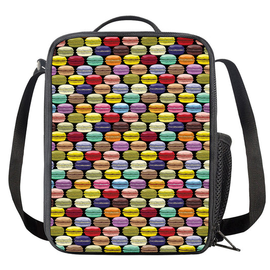 French Macarons Pattern Print Crossbody Lunch Bag