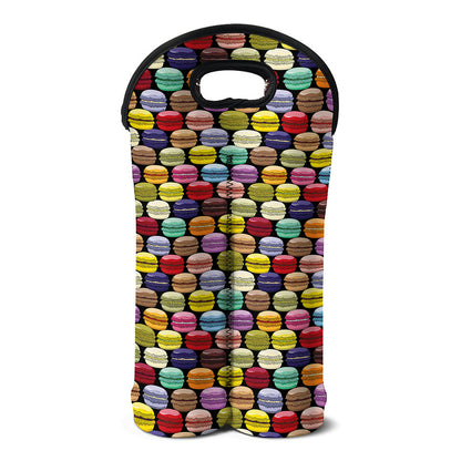French Macarons Pattern Print Double Neoprene Wine Tote