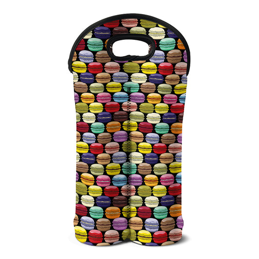 French Macarons Pattern Print Double Neoprene Wine Tote