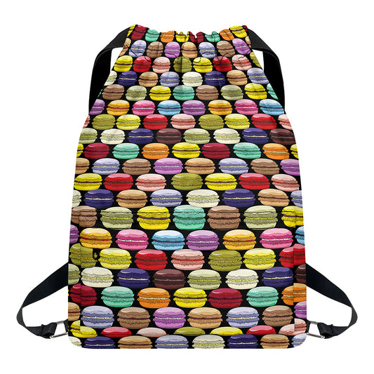 French Macarons Pattern Print Drawstring Backpack