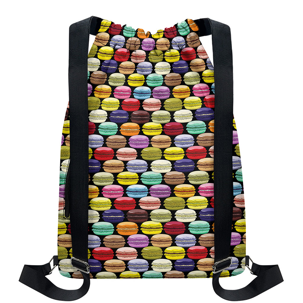 French Macarons Pattern Print Drawstring Backpack