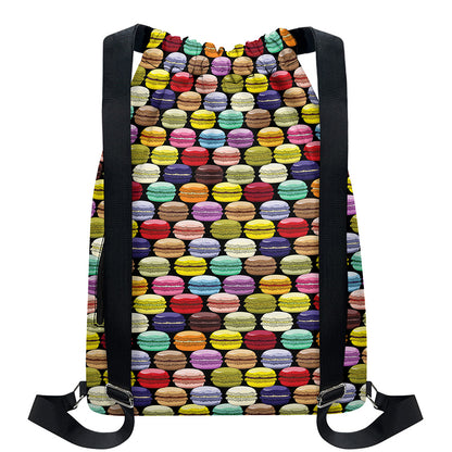 French Macarons Pattern Print Drawstring Backpack