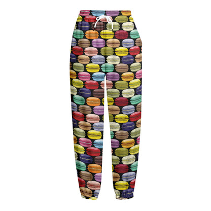 French Macarons Pattern Print Fleece Lined Knit Pants
