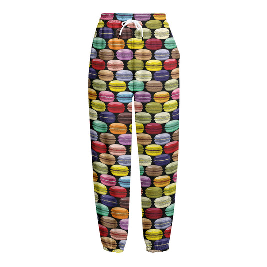 French Macarons Pattern Print Fleece Lined Knit Pants