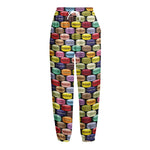 French Macarons Pattern Print Fleece Lined Knit Pants