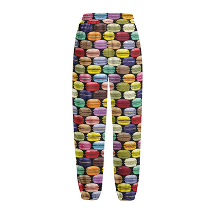 French Macarons Pattern Print Fleece Lined Knit Pants