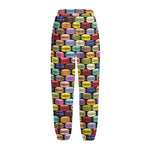French Macarons Pattern Print Fleece Lined Knit Pants