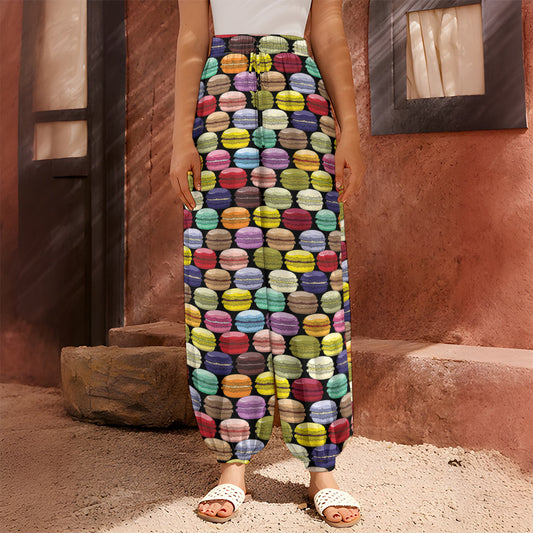 French Macarons Pattern Print Harem Pants