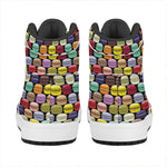 French Macarons Pattern Print High Top Leather Sneakers