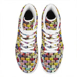 French Macarons Pattern Print High Top Leather Sneakers