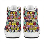 French Macarons Pattern Print High Top Leather Sneakers