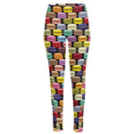 French Macarons Pattern Print High-Waisted Pocket Leggings