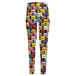 French Macarons Pattern Print High-Waisted Pocket Leggings