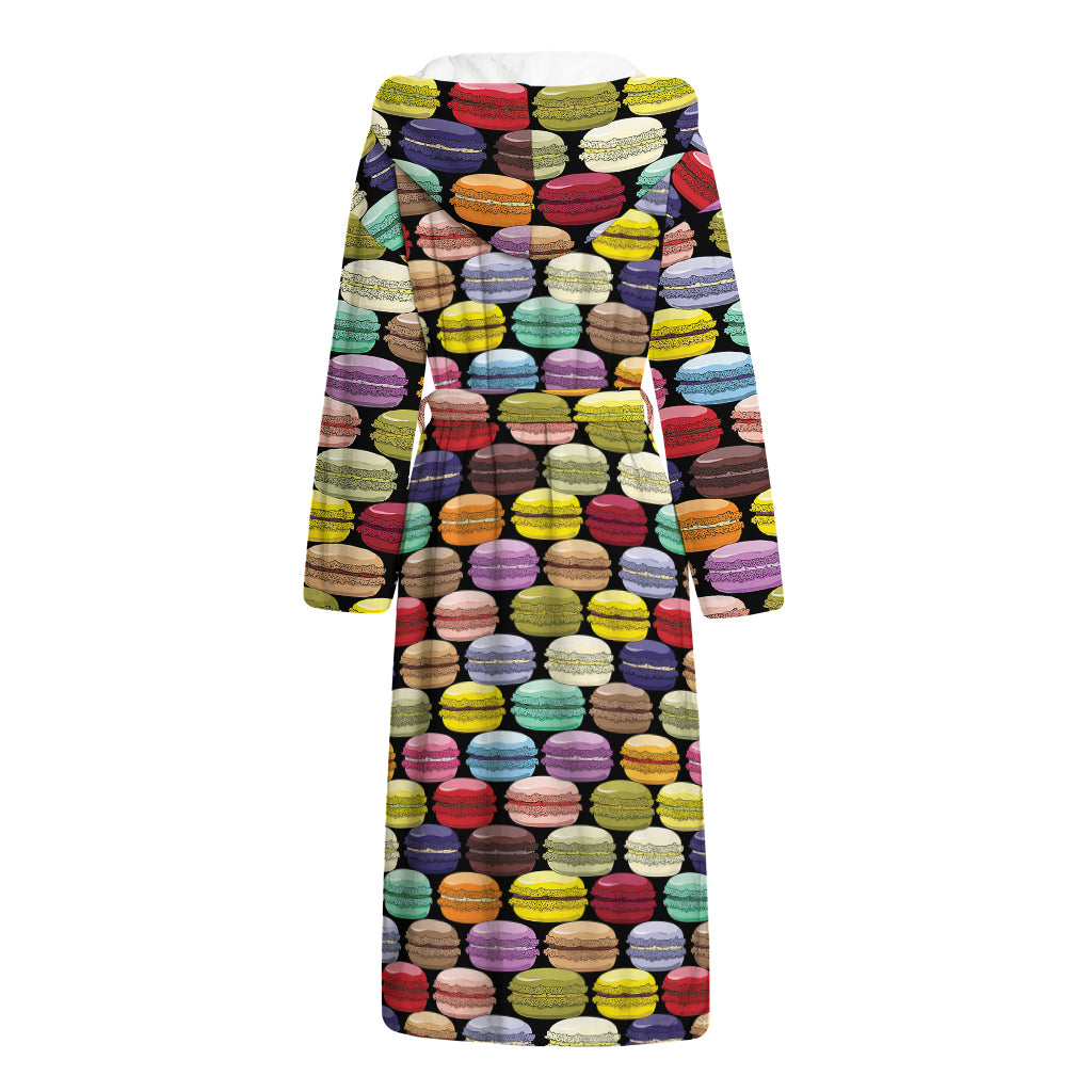 French Macarons Pattern Print Hooded Bathrobe
