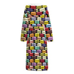 French Macarons Pattern Print Hooded Bathrobe