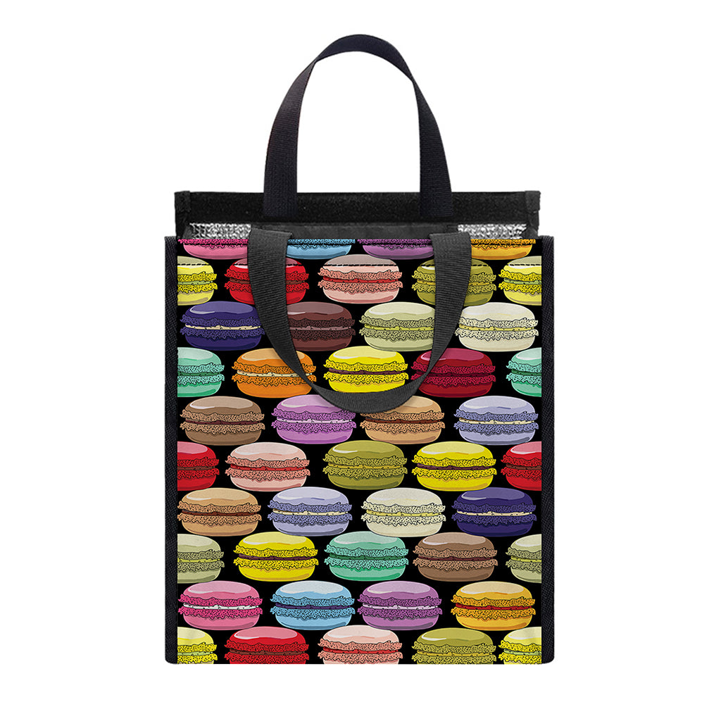 French Macarons Pattern Print Insulated Lunch Tote