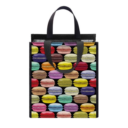 French Macarons Pattern Print Insulated Lunch Tote