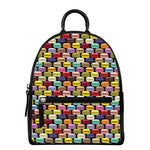 French Macarons Pattern Print Leather Backpack