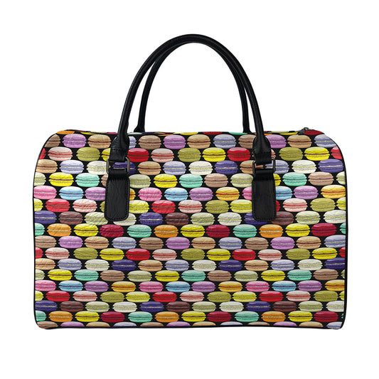 French Macarons Pattern Print Leather Duffle Bag
