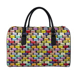 French Macarons Pattern Print Leather Duffle Bag