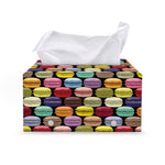 French Macarons Pattern Print Leather Tissue Box Cover