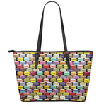 French Macarons Pattern Print Leather Tote Bag