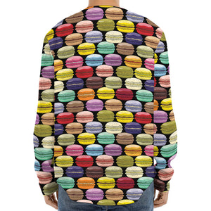 French Macarons Pattern Print Long Sleeve Baseball Jersey