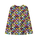 French Macarons Pattern Print Long Sleeve Short Coat