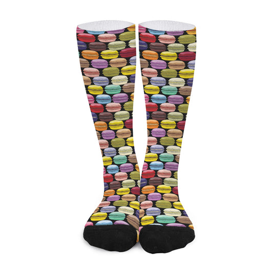 French Macarons Pattern Print Long Socks